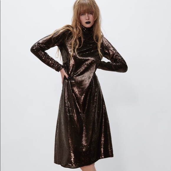 ZARA SEQUIN KNIT DRESS - Picture 1 of 11